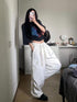 Baggy Pleated Drawstring Multi-Pocket Flare Cargo Pants
